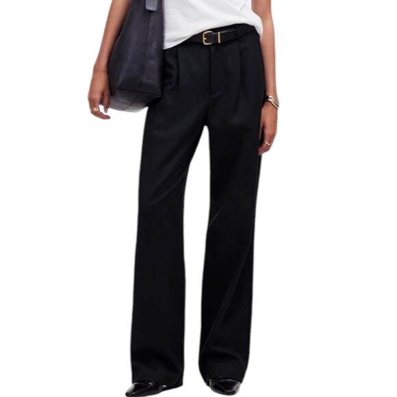 Madewell Pants - Madewell Petite Slouchy Straight Leg Pants Drapey Twill Black Dress Pant Size 2P